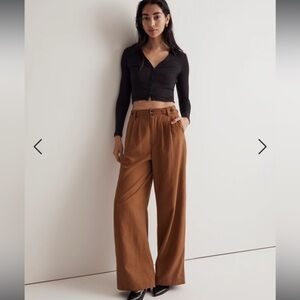 Madewell The Harlow Wide-Leg Pant in Acorn color size 00.